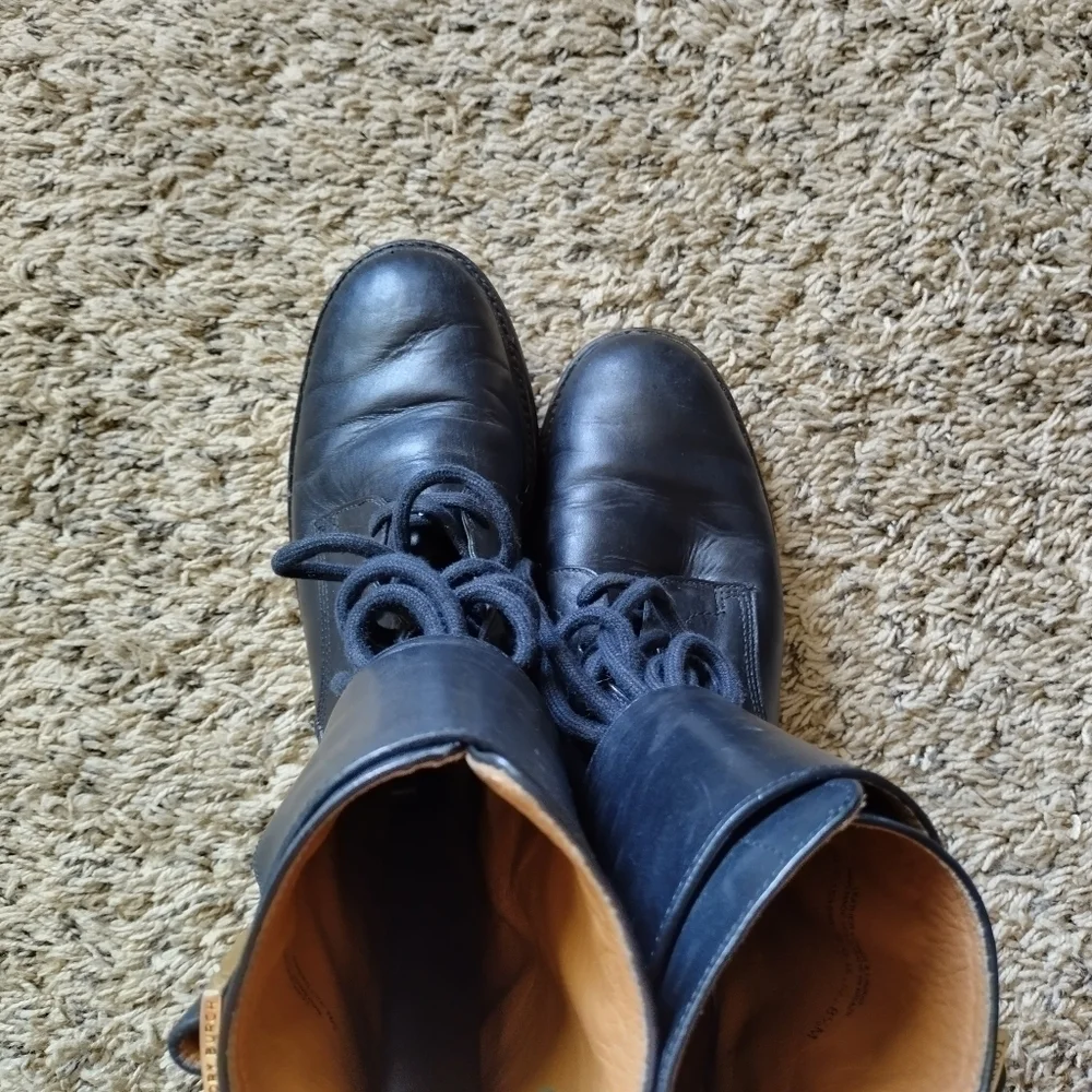 Tory Burch Lukas Flat moto vegan leather lace up Booties sz 8,5